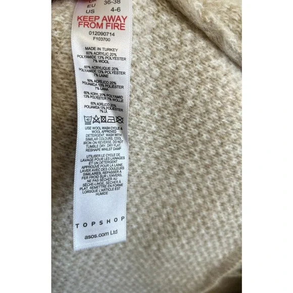 Topshop Animal Print Wool Blend Duster Cardigan Size 4-6 Tan Women's NEW - Picture 10 of 10